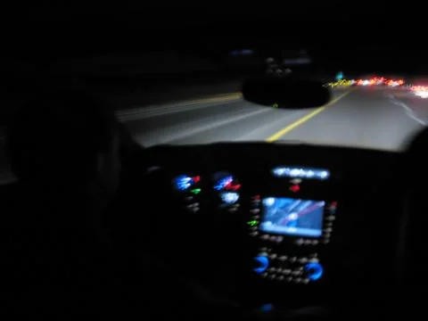 Night Driving Light Trails Stock Photos