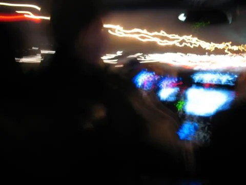 Night Driving Light Trails Stock Photos
