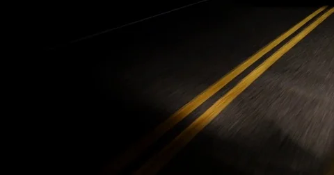 Night Driving Road Double Yellow Line 4K Stock Video Stock Footage 69786255