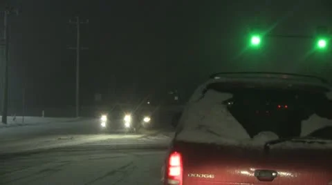 Night driving in snow2 Video stock 10565769