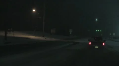 Night driving in snow3 Stock Footage 10565766