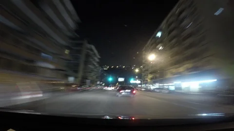 Night driving through the streets of Naples. Stock Footage 107670820