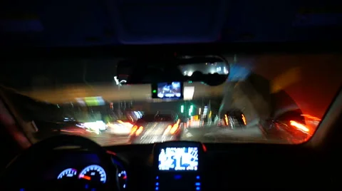 Night driving Timelapse 2, Inside windshield, Busan in Korea Stock Footage 64174396