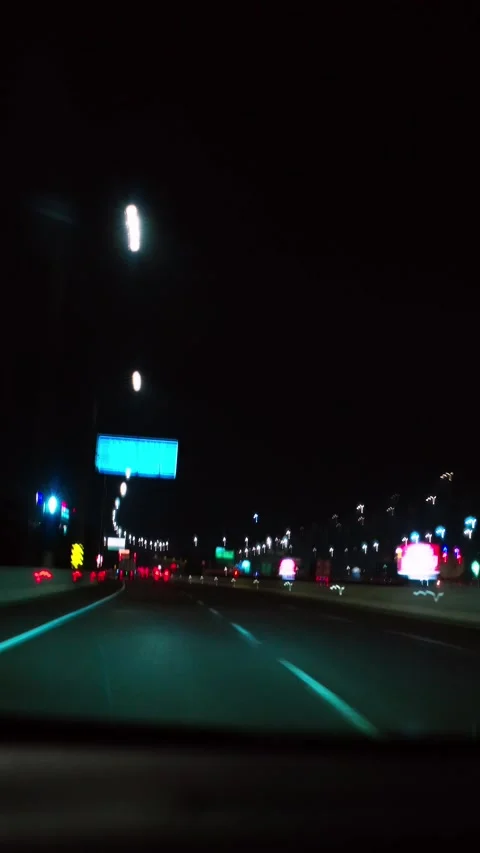 Night driving timelapse (Potrait) Stock Footage 346306057