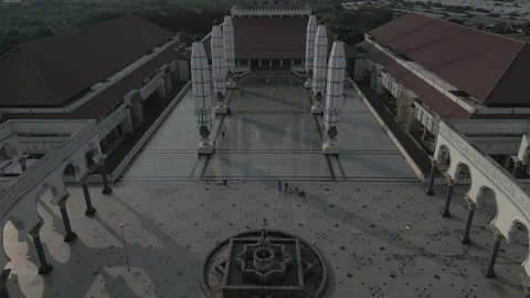 Night Drone shot of Central Java Grand Mosque Video stock 225830276