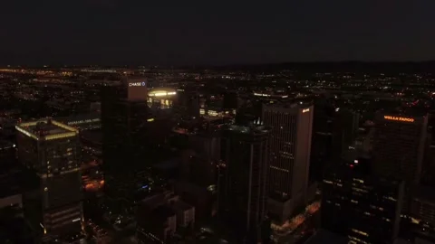 Night drone view over downtown Phoenix Arizona with sparkling towers Stock Footage 344628042