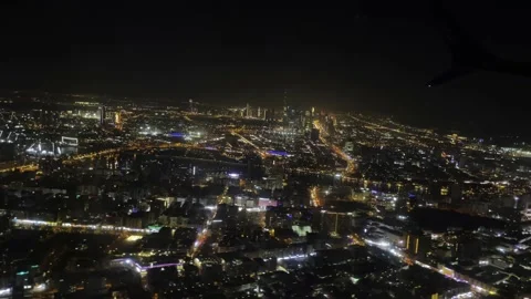 Night dubai from a height, arab emirates Stock Footage 219477737