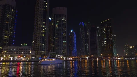 Night in the Dubai Marina Stock Footage 235466978