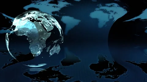 Night Earth globe on a blue background | Stock Video | Pond5