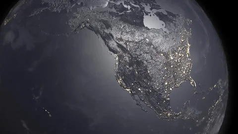 Night earth rotation 3d render Stock Footage 103868624