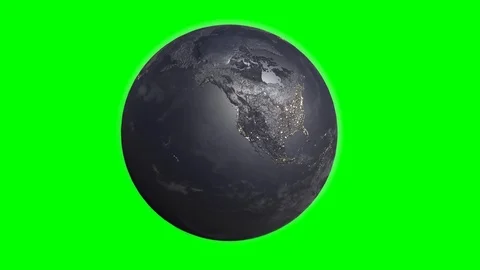 Night earth rotation 3d render on green background Stock Footage 103869320
