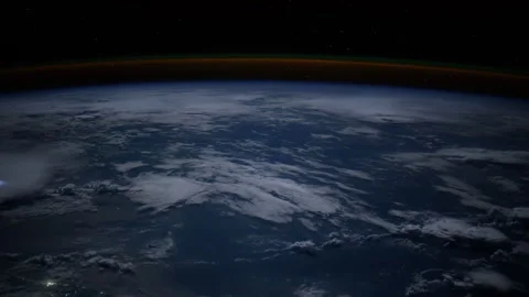 Night Earth White Clouds Lightning Flashes Red Atmosphere Glow. Stock Footage 330777084