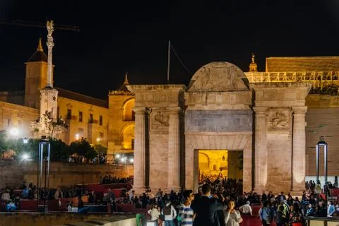 Night Easter procession in the holy week of Cordoba Stock Photos