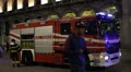 Night Emergency Fire Truck Firefighters Exit Rescue Citizens Duomo Metro Station HD Footage