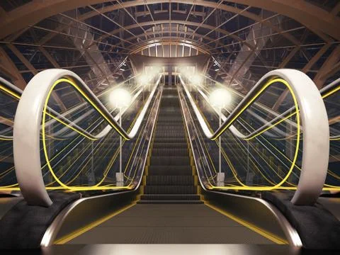 Night escalator Stock Illustration