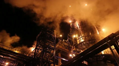 Night factory Video stock 16991621