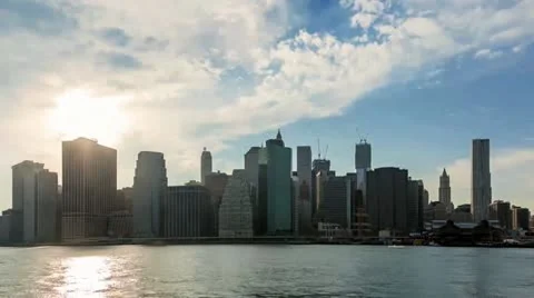 Night fall timelapse  of Manhattan in New York - USA Stock Footage 13544492