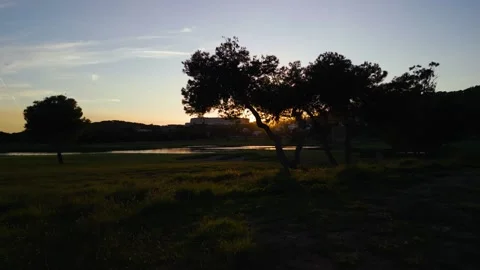 Night falling over a golf course 動画素材 288112726