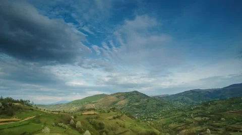 Night falling over green valley Stock Footage 53219553