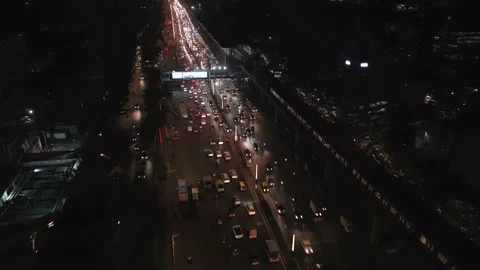 Night fallowing metro train going front side view goregaon mumbai Stock Footage 235358126