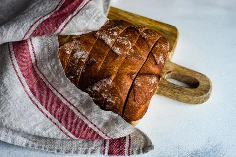 Night fermentation bread sliced Stock Photos