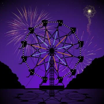 Night ferris wheel Illustrazione stock