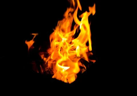 Night Fire On Black Stock Photos