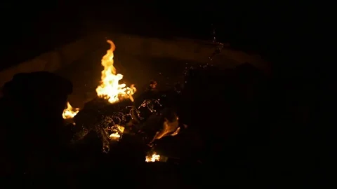 Night fire. Bonfire Stock Footage 74500216
