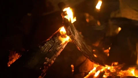 Night fire. Bonfire Stock Footage 74500766