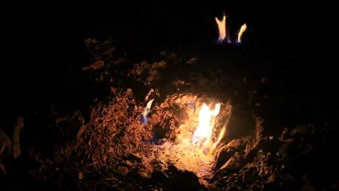 Night fire at the Chimaera mountain Stock Footage 69072627