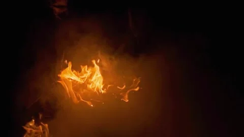 Night fire in the forest with fire and smoke.Epic aerial video of a smoking Stock Footage 273174586