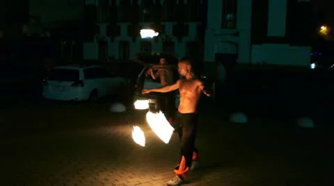 Night fire show (detail) Stock Footage 11708643