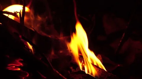 Night fire. Slow motion Stock Footage