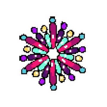 Night firework pixel art vector illustration Stock Illustration
