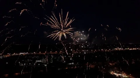Night Firework, Salute 1 Stock Footage 93584519