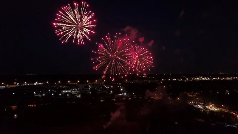 Night Firework, salute, Rise up Video stock 93584485