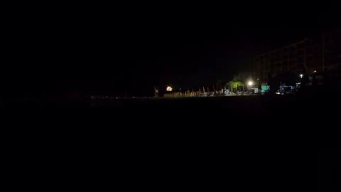 Night fireworks on the beach (time lapse) Stock Footage 279729639