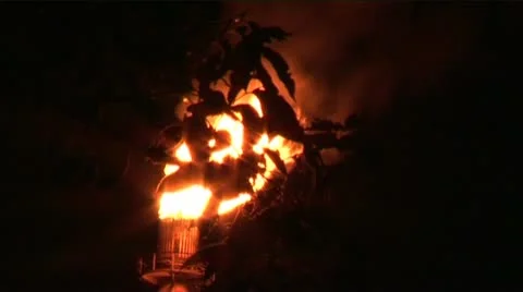 Night flames slow shutter speed gas plant Stock Footage 11760005