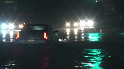Night Flash Flood Stock Footage 17021663