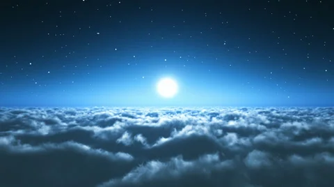 Night flight above the clouds Stock Footage 33785110