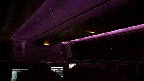Night flight in the airplane Stock Footage 141465768