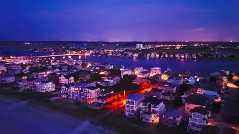 Night flight on the coast. Stock Footage 283575339