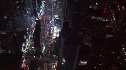 Night flight down Broadway toward Times Square. Shot in 2005. Stock Footage 59522814