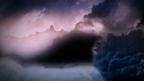 Night Flight Over Clouds And Stars Stock-Footage 70692364