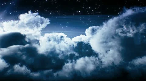 Night flight over clouds. Loopable 스톡 동영상 8995796