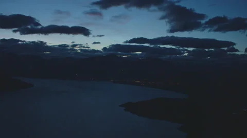 Night flight over lake Stock Footage 155461296
