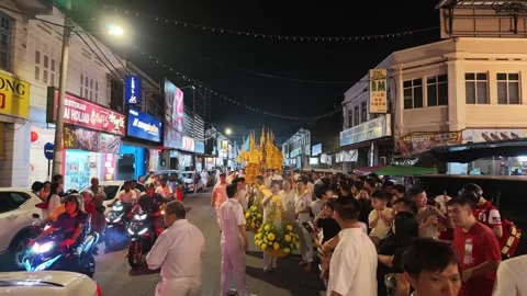 Night Float Procession During Nine Emperor Gods Festival Stock Footage 347895511