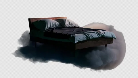 Night Floating Bed In Clouds Loop Video stock 326442675