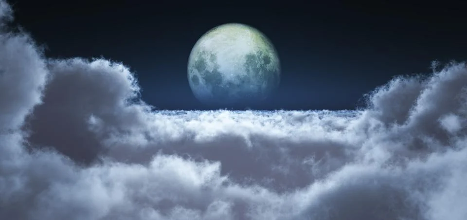 Night fly full moon Illustrazione stock