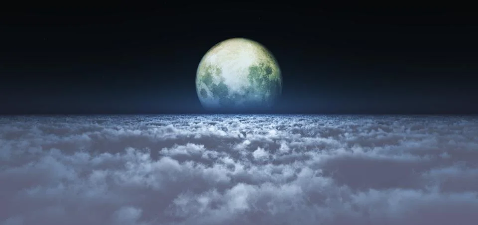 Night fly full moon Stock Illustration